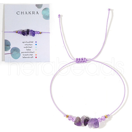 Chakra Style Natural Amethyst Chips Braided Bead Bracelets for Women Men CM2538-2-1