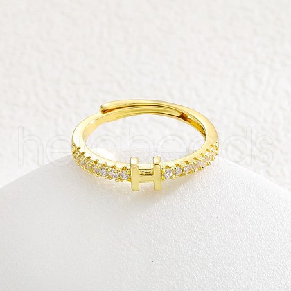 Adjustable Brass Micro Pave Clear Cubic Zirconia Finger Rings for Women FS-WG712C8-12-1