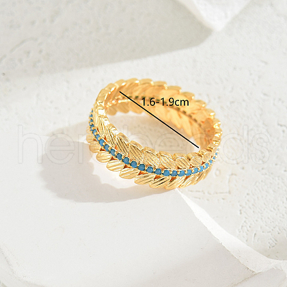 Exquisite Fashion Ears of Wheat Brass Micro Pave Cubic Zirconia Ring for Women Party Gift OI8891-1-1