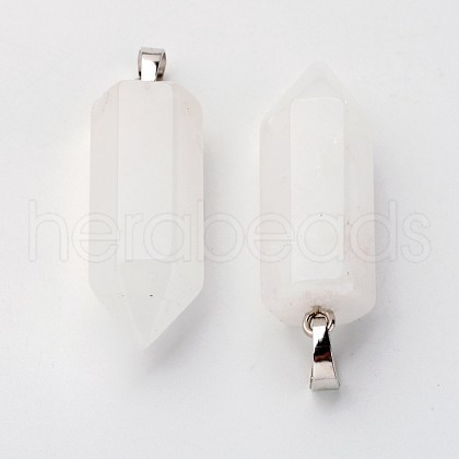 Brass Natural Quartz Crystal Pendants X-G-O160-03J-1