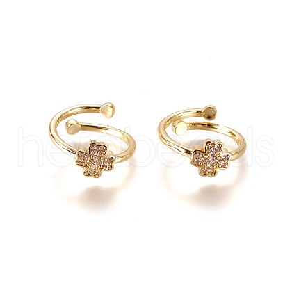 Adjustable Brass Micro Pave Cubic Zirconia Finger Rings RJEW-L086-03G-1