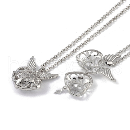 Brass Rhinestone Pendant Necklaces NJEW-G089-16H-P-1
