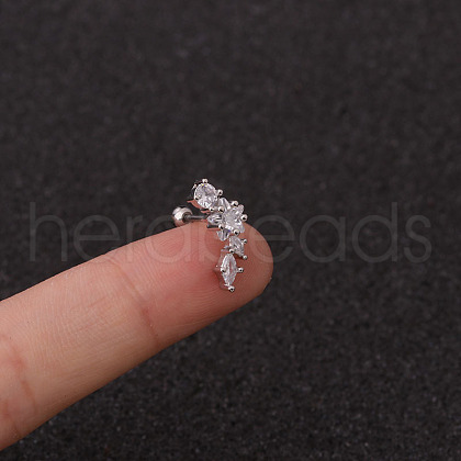 316L Surgical Stainless Steel Clear Cubic Zirconia Cartilage Earrings WG462E6-13-1