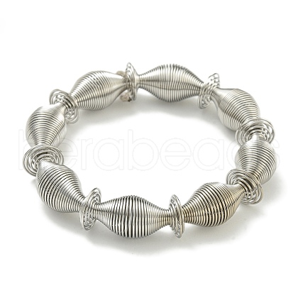 Non-Tarnish Adjustable 304 Stainless Steel Bicone Spring Wire Bracelets BJEW-H617-10P-1