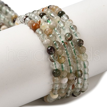 Natural Green Lodolite Quartz/Garden Quartz Beads Strands G-B090-A16-03-1