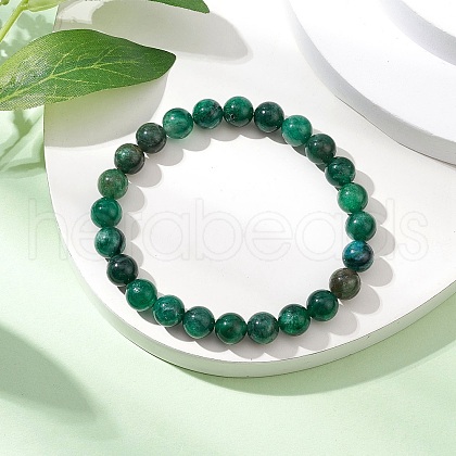 Natural Fuchsite Round Beaded Bracelets for Men Women BJEW-TA00612-1