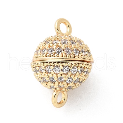 Brass Micro Pave Cubic Zirconia Magnetic Clasps KK-U052-03G-1