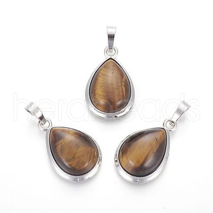 Natural Tiger Eye Pendants G-L512-C10-1