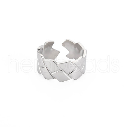 Non-Tarnish 304 Stainless Steel Grooved Open Cuff Ring for Women RJEW-S405-244P-1