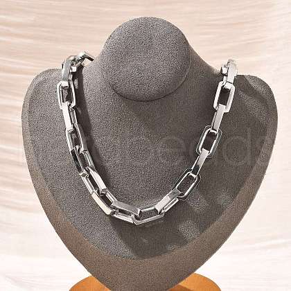 304 Stainless Steel Paperclip Chain Necklaces for Women Men NJEW-A033-02P-1