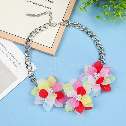 Alloy Resin 3 Flower Pendant Necklaces for Women FS-WG4A5FD-01-1