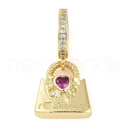 Rack Plating Brass Cubic Zirconia European Dangle Charms KK-P287-06G-1