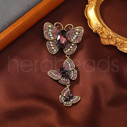 Creative Long Alloy Triple Butterfly Brooch PW-WG59366-03-1