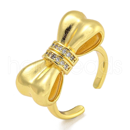 Rack Plating Brass Micro Pave Cubic Zirconia Cuff Rings for Women RJEW-I107-13G-01-1