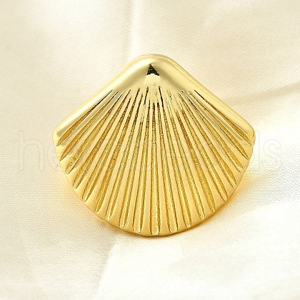 Shell Shape Brass Cuff Rings for Women RJEW-Z085-02G-1