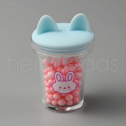 Transparent Resin Cat Ear Bottle Pendants RESI-WH0021-65B-1