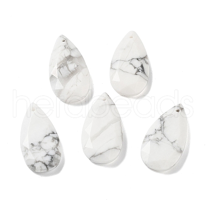 Natural Howlite Faceted Pendants G-D082-01A-1