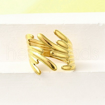 304 Stainless Steel Adjustable Cuff Rings for Women RJEW-B123-01G-04-1