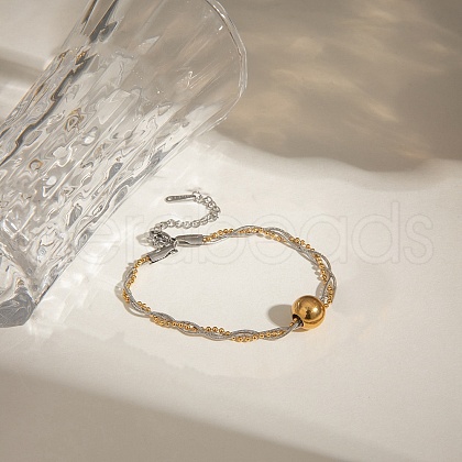 304 Stainless Steel Multi-strand Bracelets BJEW-Z108-05GP-1