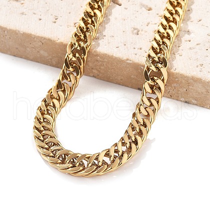 304 Stainless Steel Cuban Link Bracelets for Men Women BJEW-Q038-05G-1
