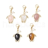 Natural Quartz Crystal & Rose Quartz & Strawberry Quartz & Tiger Eye & Black Obsidian Faceted Tortoise Pendant Decorations HJEW-JM03321-2