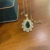 Teardrop 201 Stainless Steel Rhinestone Pendant Necklaces FS-WG457D4-03-1