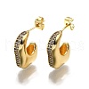 Brass Micro Pave Clear Cubic Zirconia Stud Earrings for Women EJEW-U056-01B-G-4