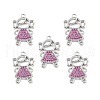 Brass Micro Pave Camellia Cubic Zirconia Pendants KK-E068-VF257-4