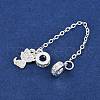 Brass Pave Clear Cubic Zirconia European Safety Chains with Charms KK-L236-16E-S-2