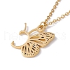 Initial Letter with Butterfly Pendant Necklace NJEW-C026-01G-C-3