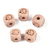 Engraved Beech Wood Beads WOOD-N015-08D-1