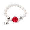 Halloween Theme Natural & Synthetic Lava Rock Round Beads Stretch Bracelets BJEW-MZ00185-01-2
