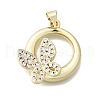 Brass Micro Pave Clear Cubic Zirconia Pendants KK-V010-17G-1