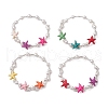 Starfish Synthetical Turquoise with Round Shell Pearl Beads and Glass Beaded Stretch Bracelets for Women BJEW-JB11682-2
