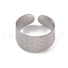 Non-Tarnish 304 Stainless Steel Textured Open Cuff Rings for Women RJEW-G285-14P-2