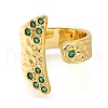 Fishtail Rack Plating Brass Micro Pave Cubic Zirconia Open Cuff Rings for Women RJEW-M022-06G-02-2