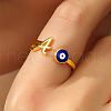 925 Sterling Silver Enamel Evil Eye & Letter A Open Cuff Ring MT3659-6