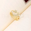 Brass Micro Pave Clear Cubic Zirconia Open Cuff Rings for Women FS-WGCF28E-01-2
