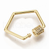 Brass Micro Pave Clear Cubic Zirconia Screw Carabiner Lock Charms ZIRC-S066-005-2