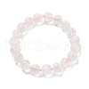 Natural Rose Quarts Round Beads Stretch Bracelets for Women BJEW-Q056-01B-4