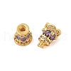 Rack Plating Brass Micro Pave Clear Cubic Zirconia Screw Clasps KK-S384-25G-03-2