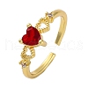 Rack Plating Brass Micro Pave Cubic Zirconia Open Cuff Finger Rings for Women RJEW-M028-90G-4