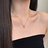 Round Ring 925 Sterling Silver Pave Cubic Zirconia Pendant Necklaces for Women NJEW-F338-01G-4
