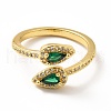 Cubic Zirconia Teardrop Open Cuff Ring RJEW-H101-29G-2