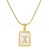 Stainless Steel Snake Bone Chain Alphabet Necklace with Shell Pendant WD3660-24-1