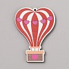 Single Face Printed Heart Wood Big Pendants WOOD-CJC0011-07I-1