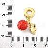 Brass Red Enamel European Dangle Charms KK-U066-22B-G-3