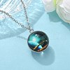 304 Stainless Steel Glass Space Pendant Necklaces NJEW-JN05192-03-1