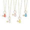 Glass Cat Shaped Pendant Brass Cable Chain Necklaces for Women NJEW-JN05274-2