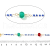 Brass Hexagonal Column Glass Seaded Beaded & Resin Round Beaded Link Chains CHC-G026-01I-2